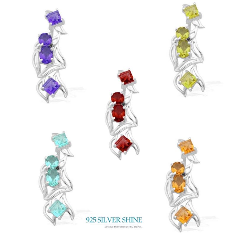 Fine Sterling Silver Pendants In Peridot Gemstone Jewelry 925SP1573_1