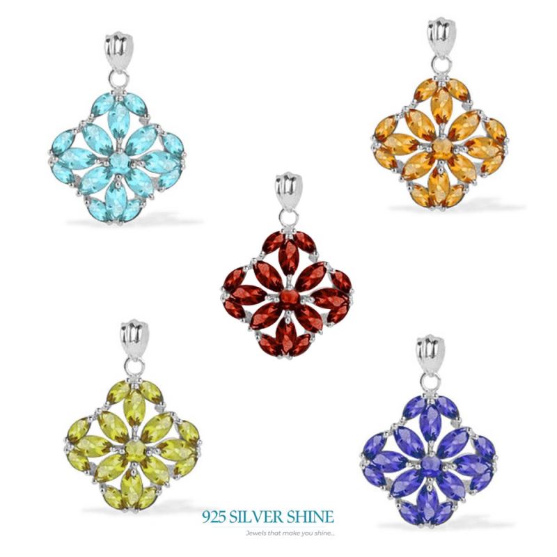 Fine Sterling Silver Pendants In Peridot Gemstone Jewelry 925SP1623_1