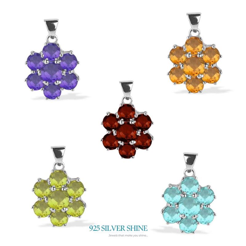 925 Solid Silver Pendants In Garnet Gemstone Jewelry 925SP1629_1