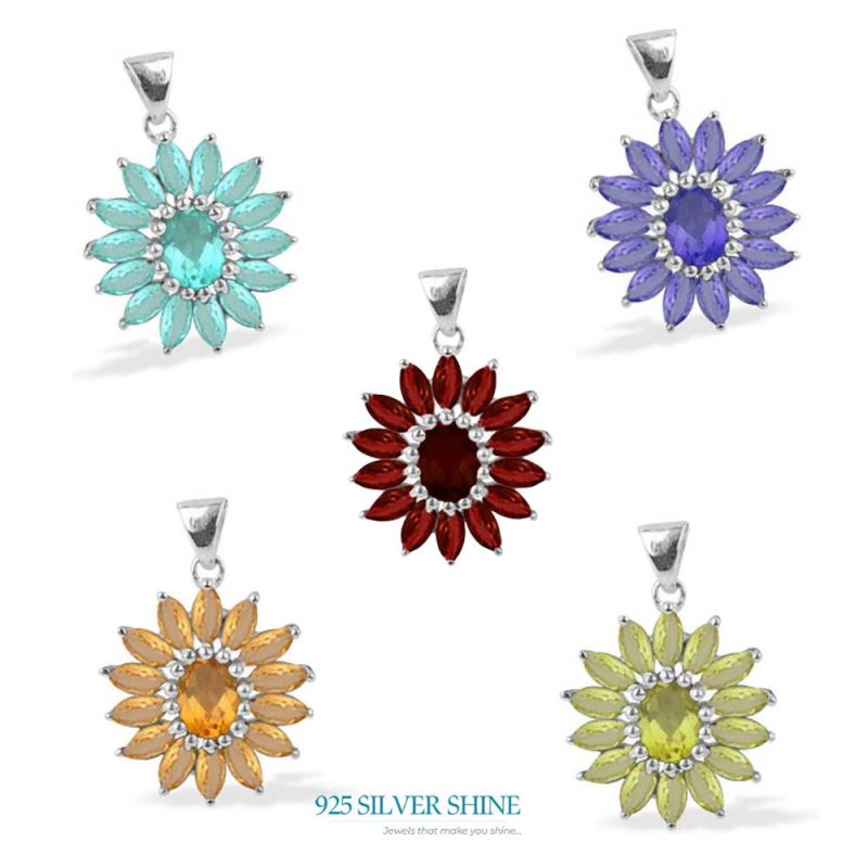 925 Sterling Silver Handmade Pendants In Blue Topaz Gemstone Jewelry 925SP1636_1