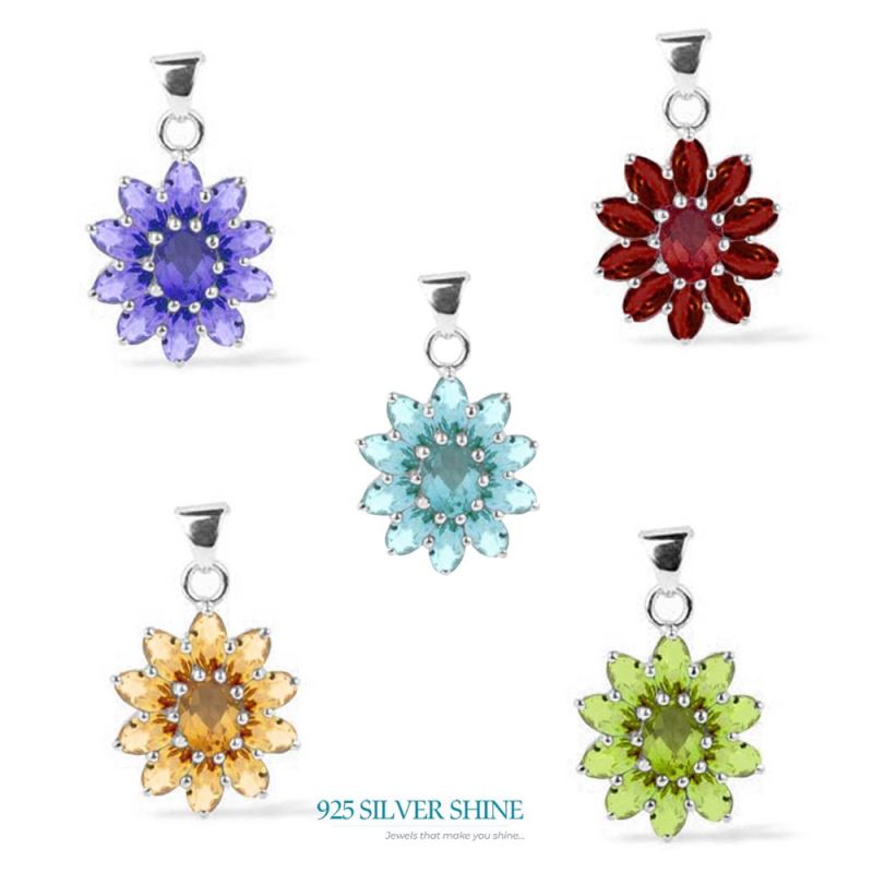 925 Solid Silver Pendants In Garnet Gemstone Jewelry 925SP1639_1