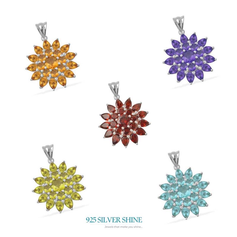 925 Fine Silver Pendants In Amethyst Gemstone Jewelry 925SP1670_1