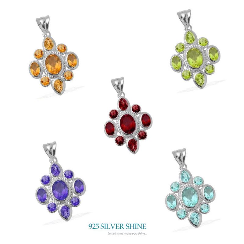 925 Sterling Silver Handmade Pendants In Blue Topaz Gemstone Jewelry 925SP1676_1