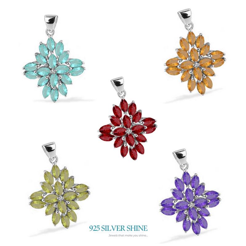 Fine Sterling Silver Pendants In Peridot Gemstone Jewelry 925SP1683_1