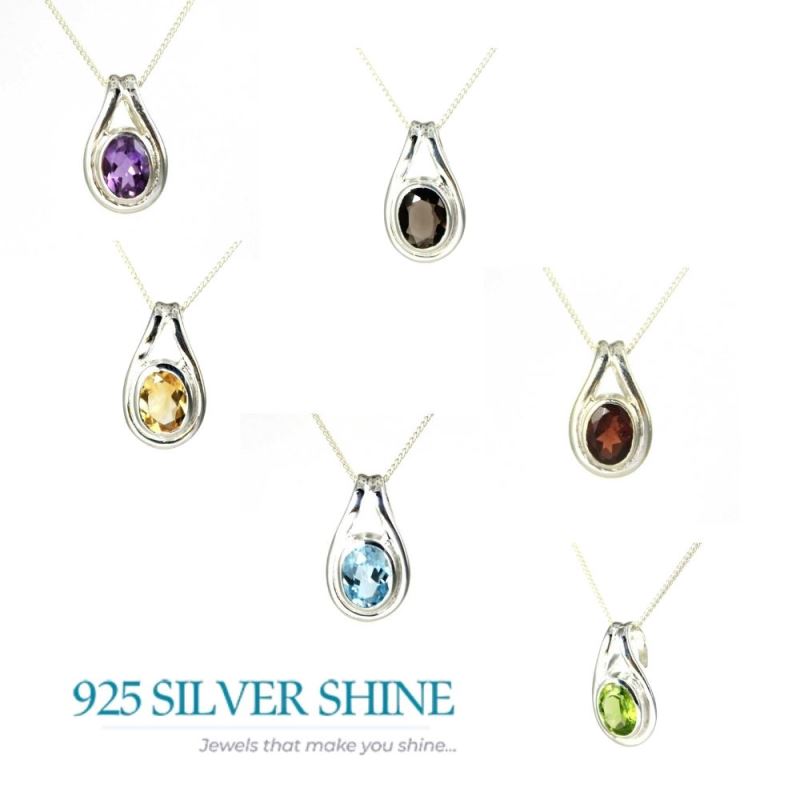 925 Solid Silver Pendants In Smokey Gemstone Jewelry 925SP206-5_2