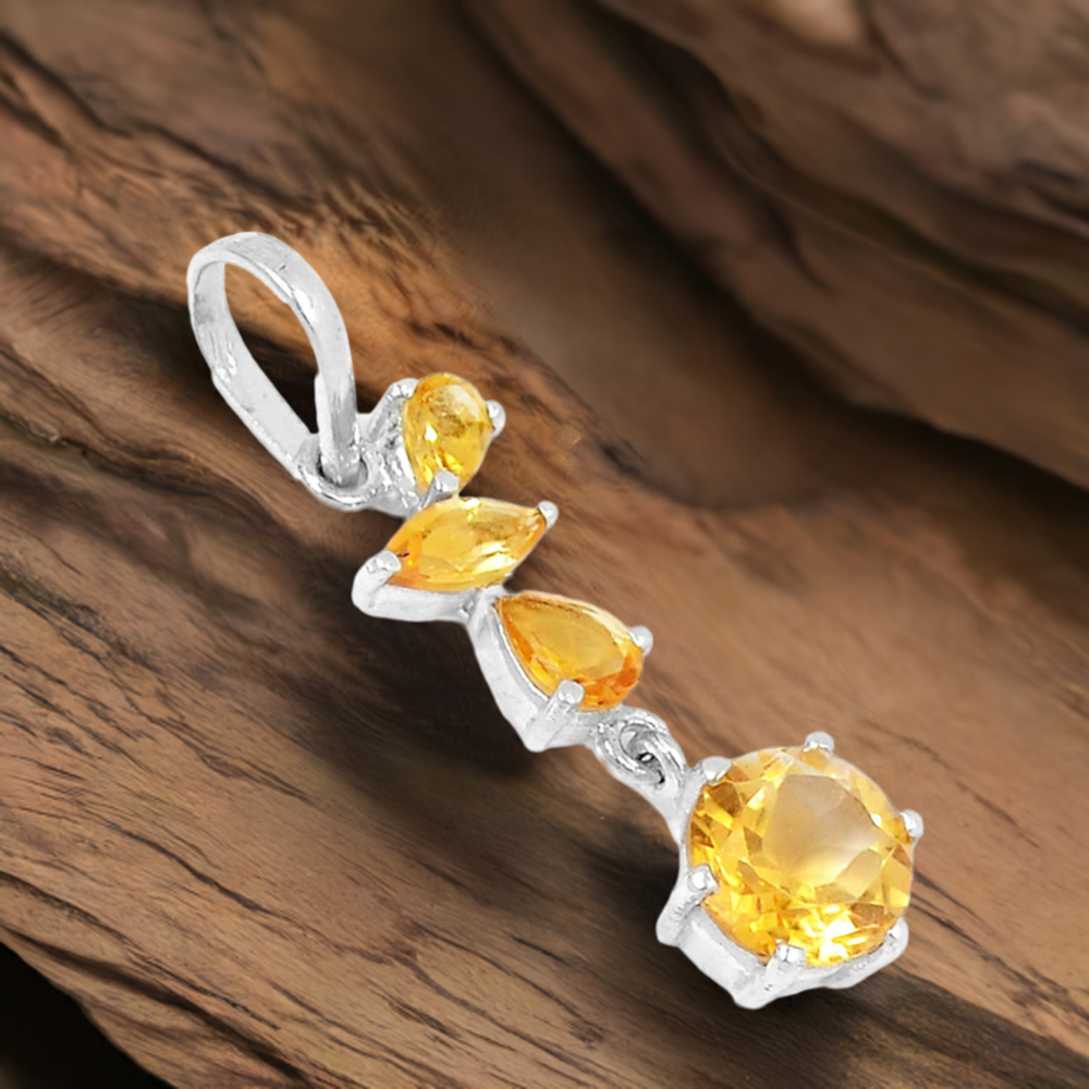 Citrine Gemstone Handmade Pendants In Solid Sterling Silver Jewelry 925SP211-3