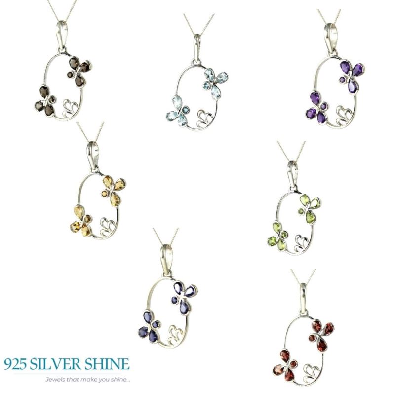 Solid Sterling Silver Handmade Pendants In Smokey Gemstone Jewelry 925SP215-2_3
