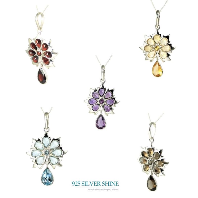 Garnet Gemstone Pendants In 925 Solid Silver Jewelry 925SP226-5_2
