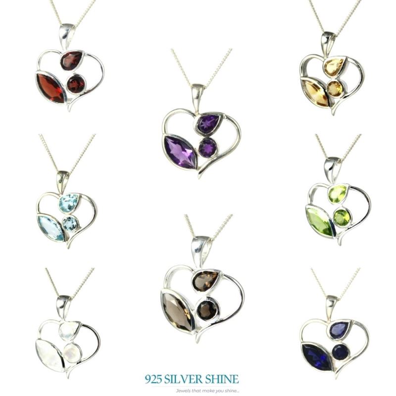 Solid Sterling Silver Handmade Pendants In Rainbow Gemstone Jewelry 925SP229-5_2