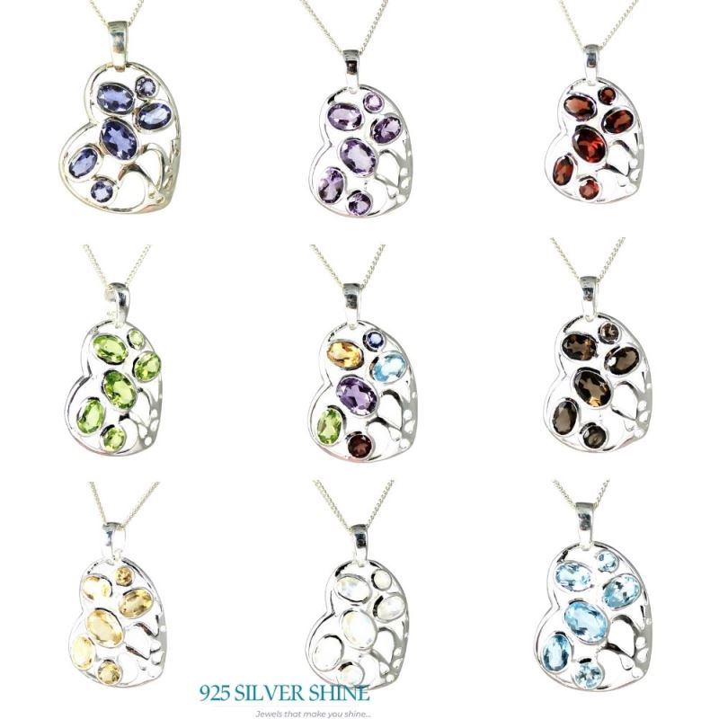 925 Sterling Silver Handmade Pendants In Rainbow Gemstone Jewelry 925SP230-6_2