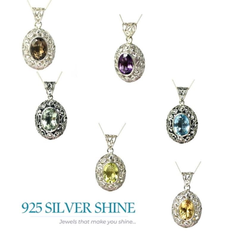Amethyst Gemstone Handmade Pendants In 925 Sterling Silver Jewelry 925SP232-5_2