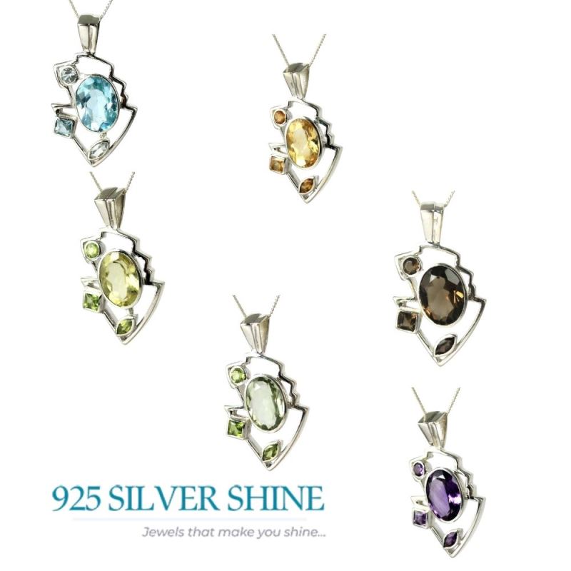 Lemon Quartz, Peridot Gemstone Handmade Pendants In Solid Sterling Silver Jewelry 925SP234-5_1