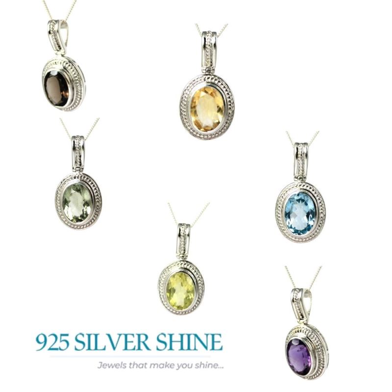 Citrine Gemstone Pendants In 925 Solid Silver Jewelry 925SP235-6_2
