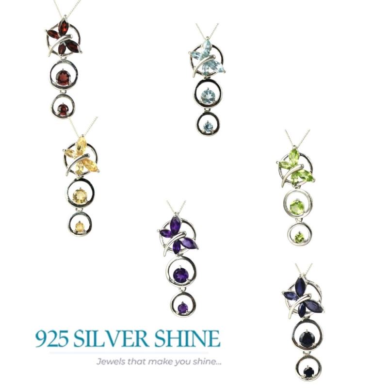 925 Solid Silver Pendants In Citrine Gemstone Jewelry 925SP240-5_2