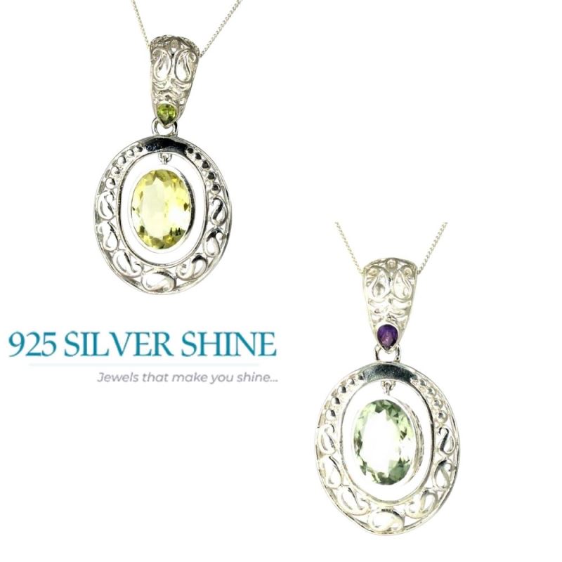 Green Amethyst Gemstone Pendants In Fine Sterling Silver Jewelry 925SP242-2_2