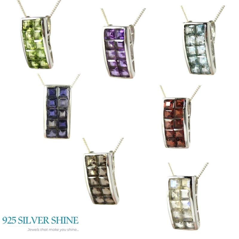 Fine Sterling Silver Pendants In Rainbow Gemstone Jewelry 925SP245-7_2