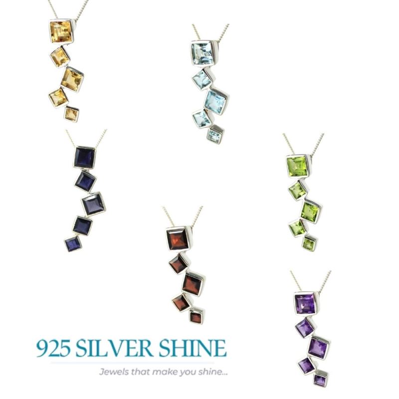 925 Fine Silver Pendants In Iolite Gemstone Jewelry 925SP246-1_2