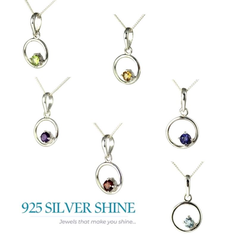 Fine Sterling Silver Pendants In Garnet Gemstone Jewelry 925SP247-3_2