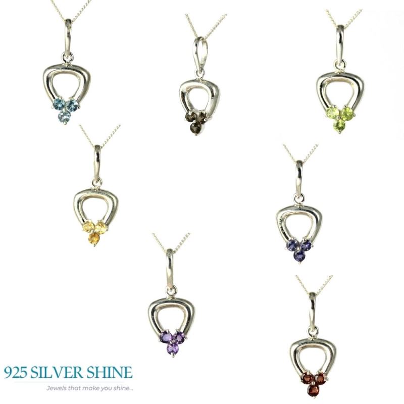 Fine Sterling Silver Pendants In Garnet Gemstone Jewelry 925SP248-2_2