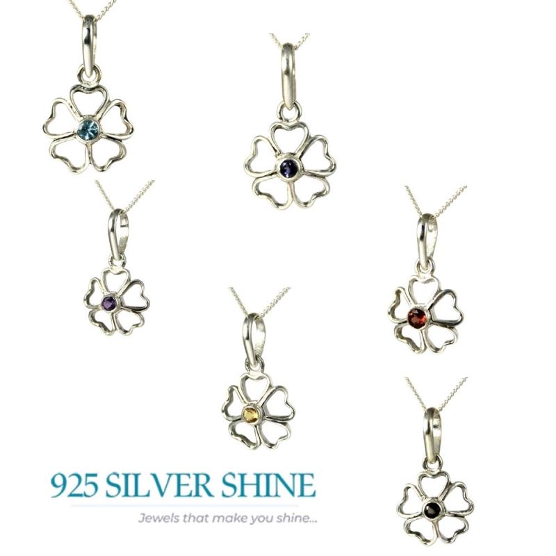 Solid Sterling Silver Pendants In Blue Topaz Gemstone Jewelry 925SP252-6_2