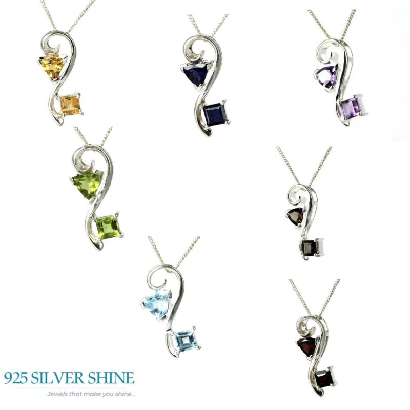 Fine Sterling Silver Pendants In Peridot Gemstone Jewelry 925SP253-6_2