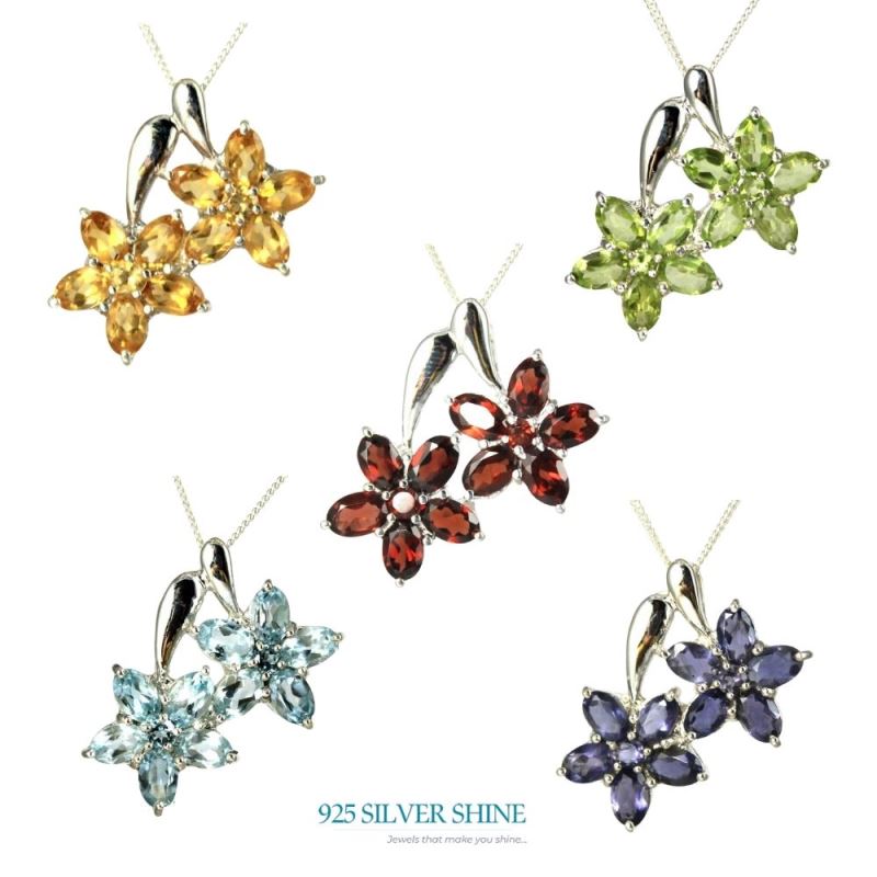 Garnet Gemstone Pendants In Fine Sterling Silver Jewelry 925SP258-4_1