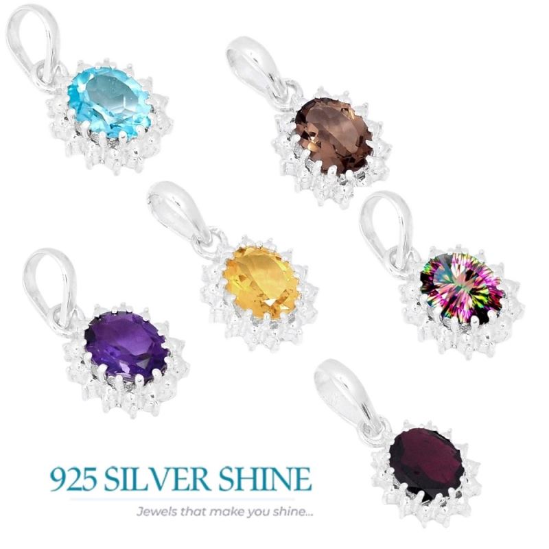 Garnet Gemstone Handmade Pendants In Solid Sterling Silver Jewelry 925SP267-4_2