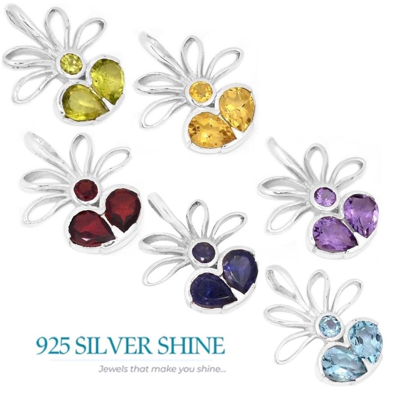 Solid Sterling Silver Pendants In Citrine Gemstone Jewelry 925SP268-3_2