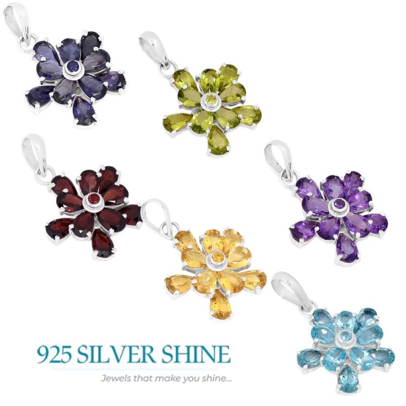 Fine Sterling Silver Pendants In Citrine Gemstone Jewelry 925SP269-3_3