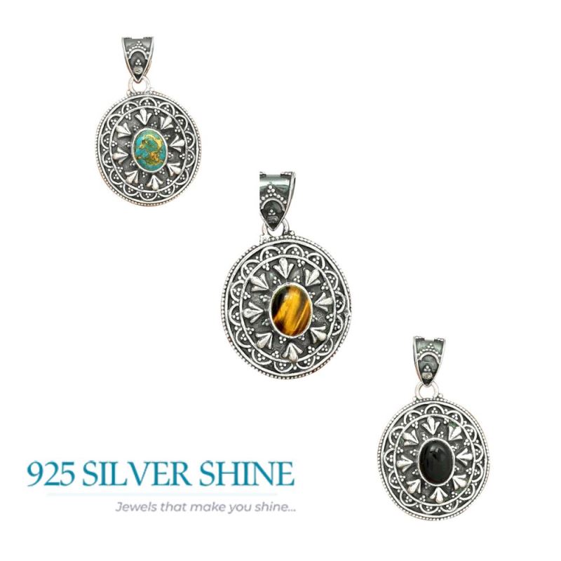 Tiger Eye Gemstone Pendants In 925 Solid Silver Jewelry 925SP27-1_4