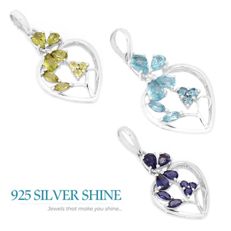 925 Solid Silver Pendants In Lemon Quartz Gemstone Jewelry 925SP270-3_3