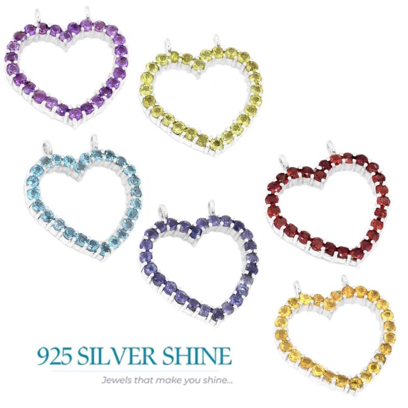 Fine Sterling Silver Pendants In Garnet Gemstone Jewelry 925SP271-4_3