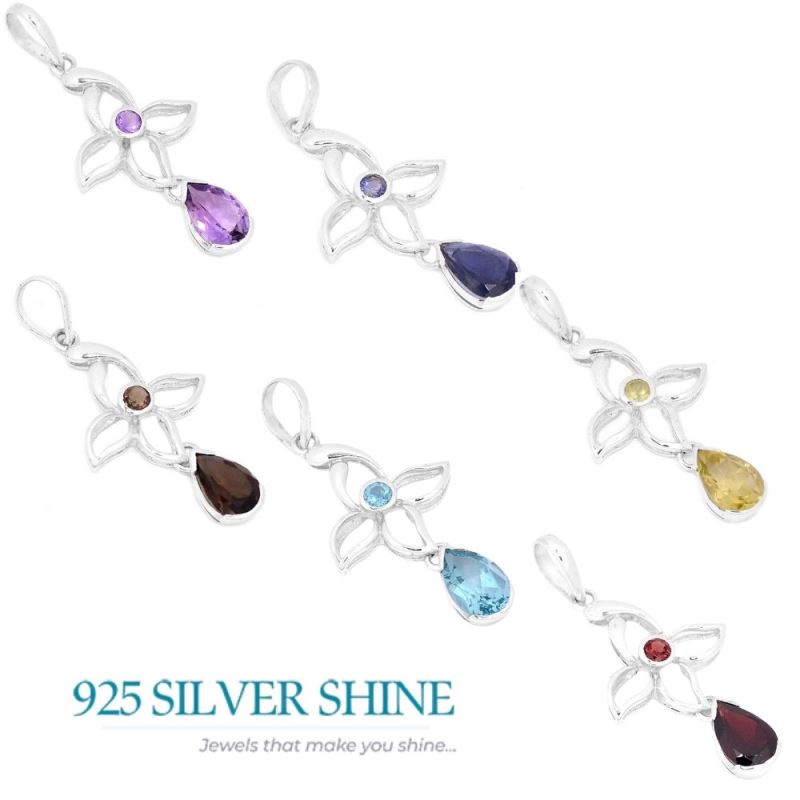 Smokey Gemstone Pendants In Fine Sterling Silver Jewelry 925SP273-7_3