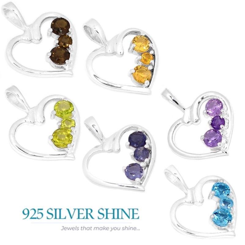 925 Sterling Silver Handmade Pendants In Smokey Gemstone Jewelry 925SP277-6_1