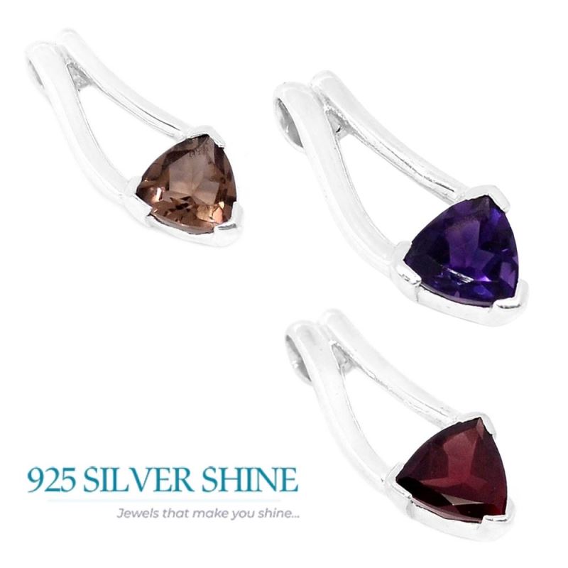 Smokey Gemstone Handmade Pendants In 925 Sterling Silver Jewelry 925SP285-1_2