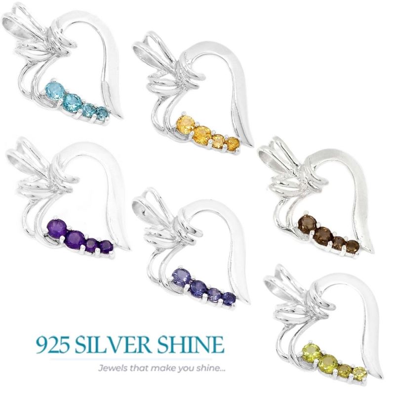 Blue Topaz Gemstone Handmade Pendants In Solid Sterling Silver Jewelry 925SP297-5_1