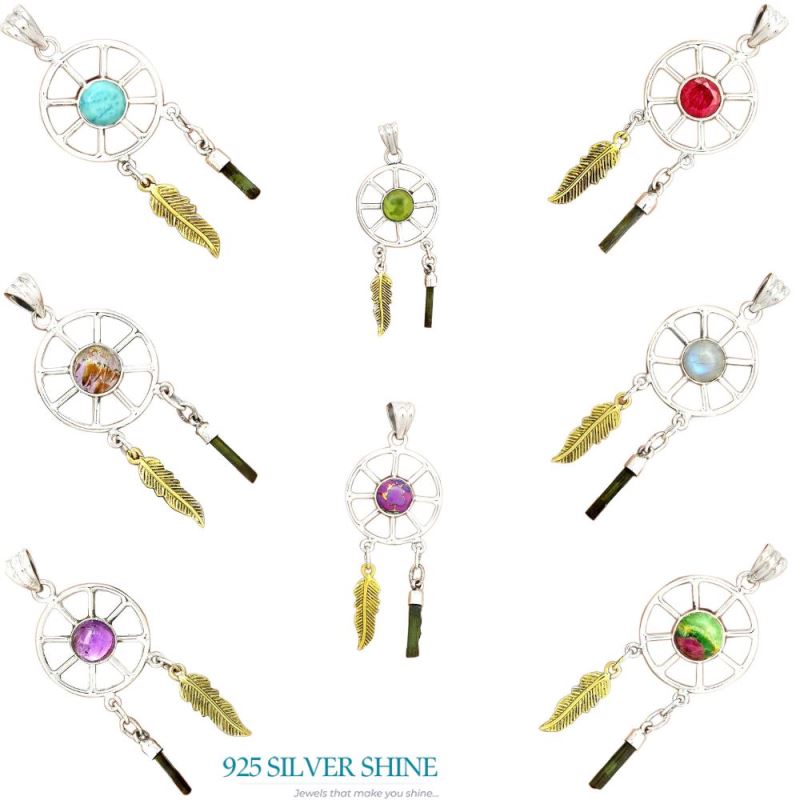 Multi Gemstone Pendants In Fine Sterling Silver Jewelry 925SP38-6_3