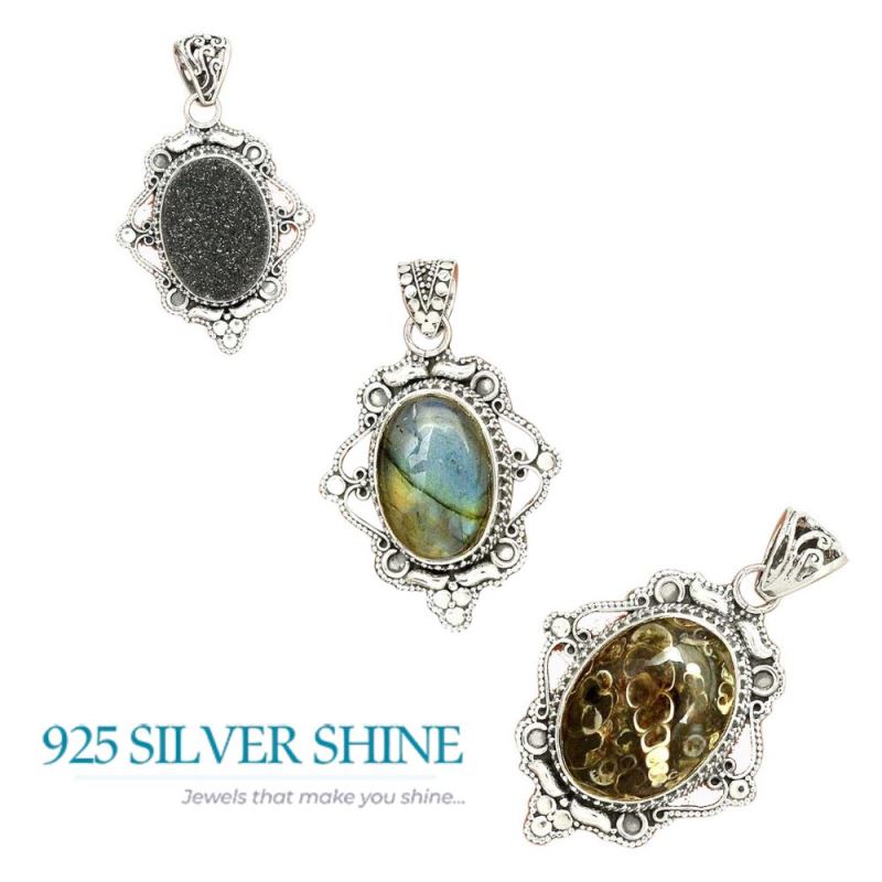 Turtella Jasper Gemstone Pendants In 925 Solid Silver Jewelry 925SP41-3_3
