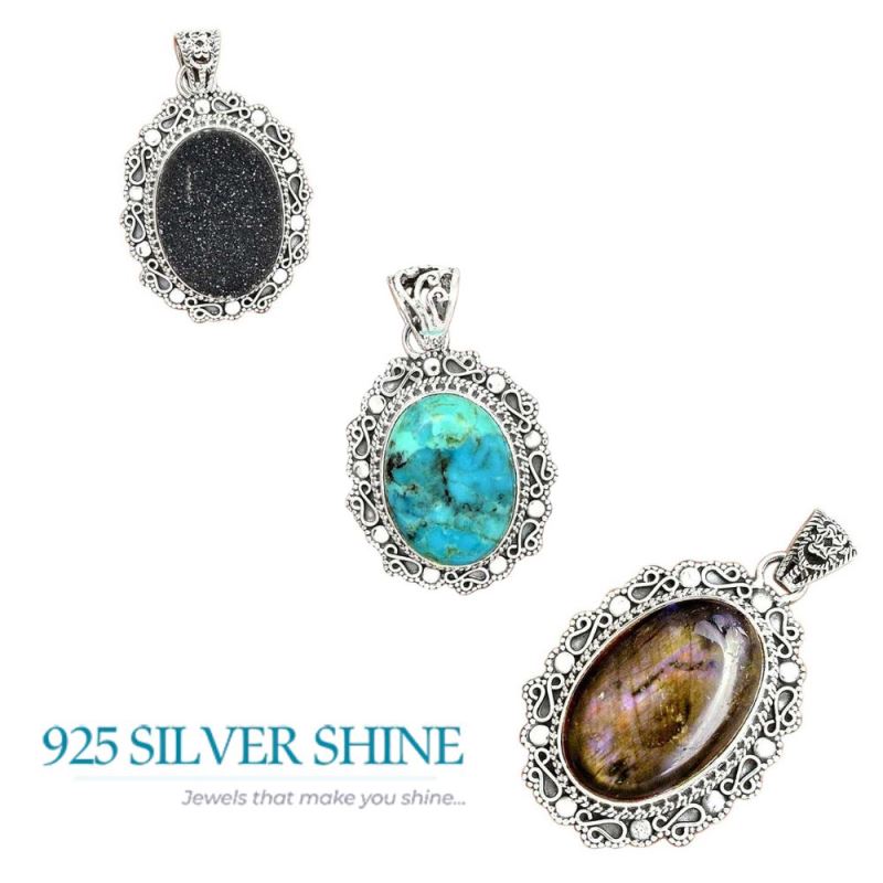 Labradorite Gemstone Handmade Pendants In 925 Sterling Silver Jewelry 925SP42-2_4