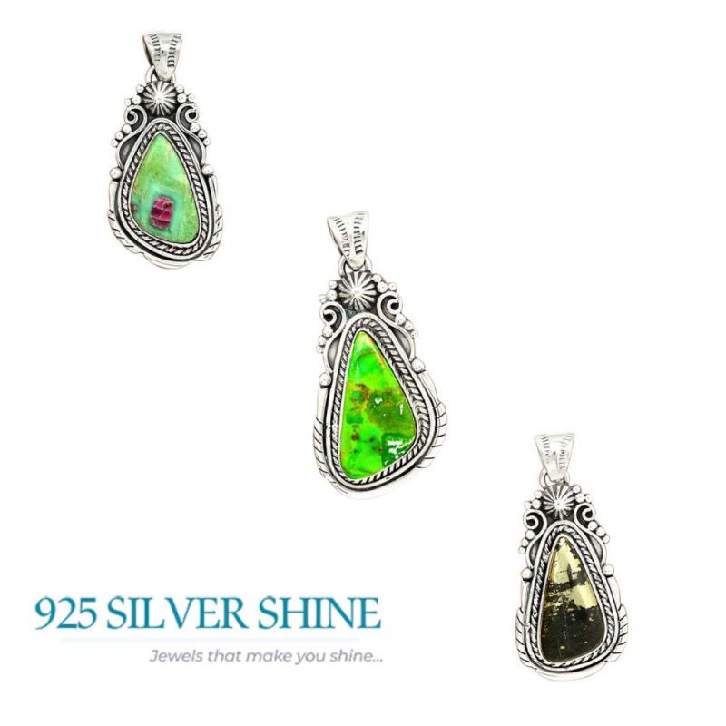 Ruby Zoisite Gemstone Pendants In 925 Solid Silver Jewelry 925SP43-1_3