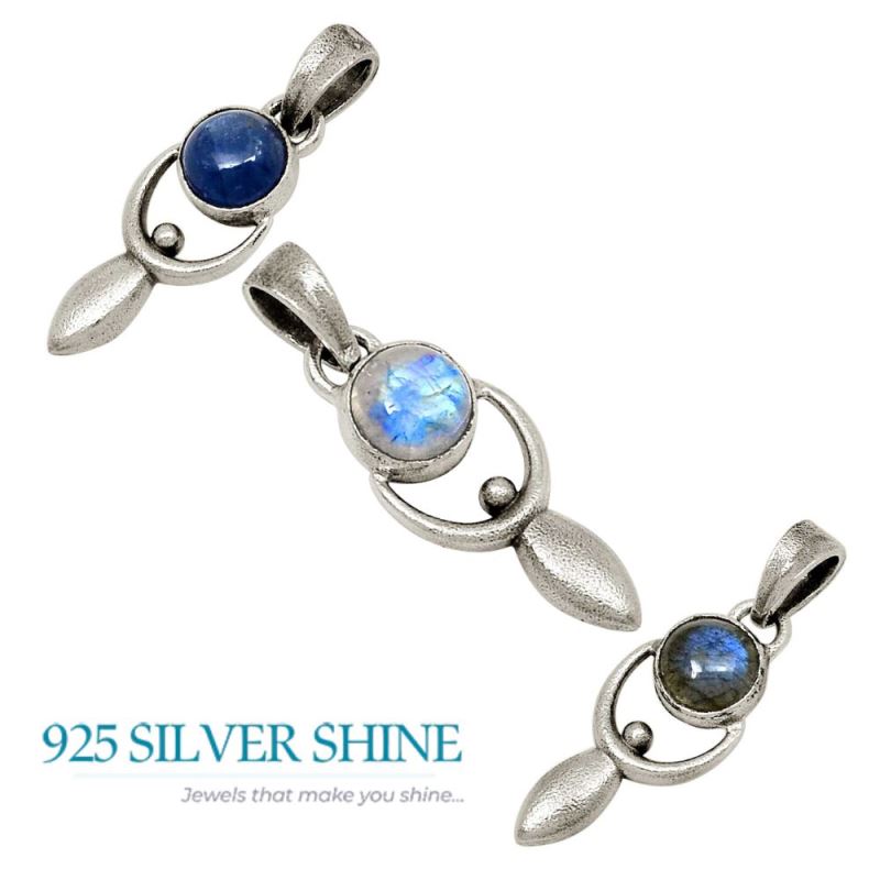 Rainbow Moonstone Pendants In 925 Solid Silver Jewelry 925SP52-2_3