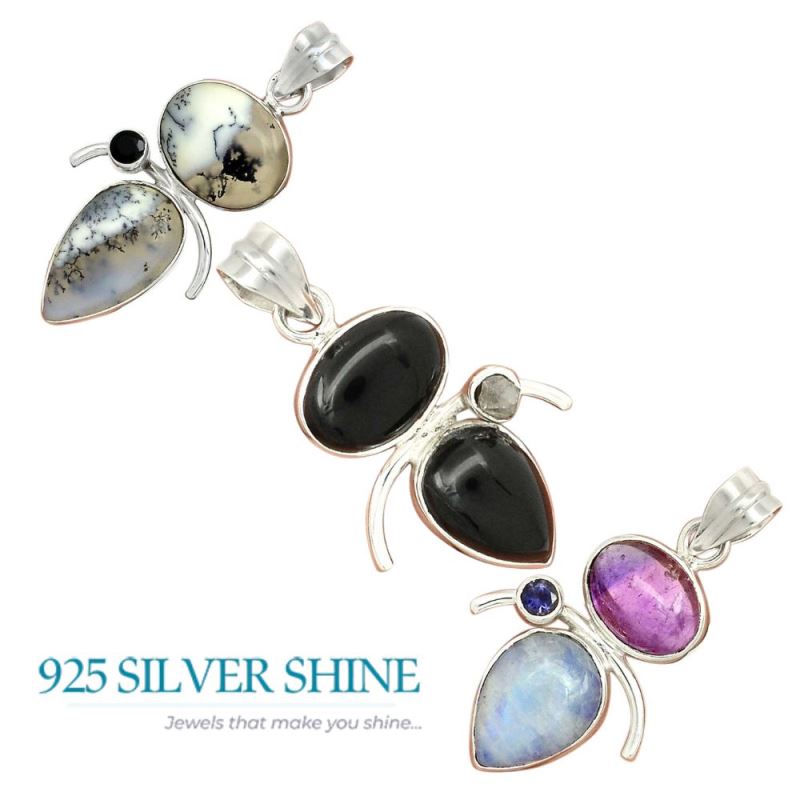 Multi Gemstone Pendants In 925 Fine Silver Jewelry 925SP57-3_4
