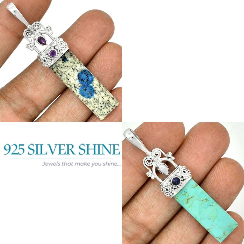 Multi Gemstone Pendants In 925 Solid Silver Jewelry 925SP59-1_4