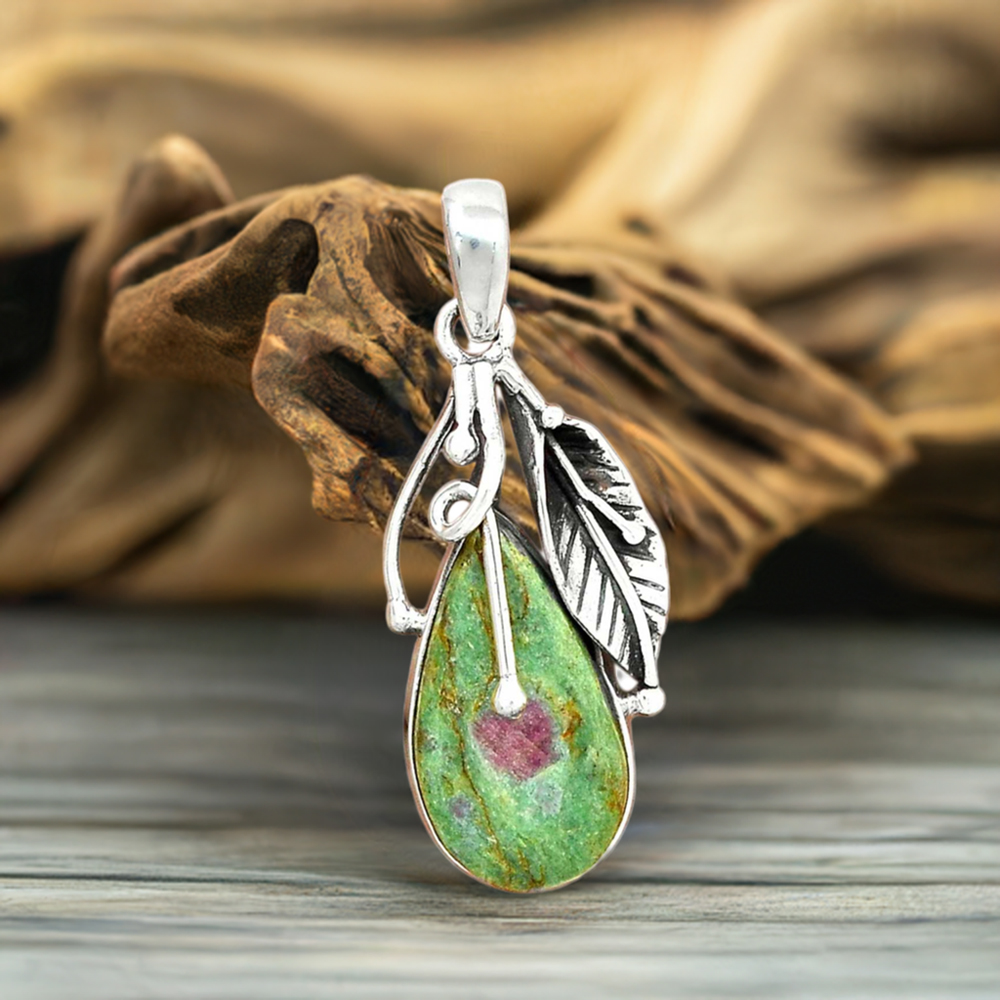 925 Fine Silver Pendants In Ruby Zoisite Gemstone Jewelry 925SP64-4