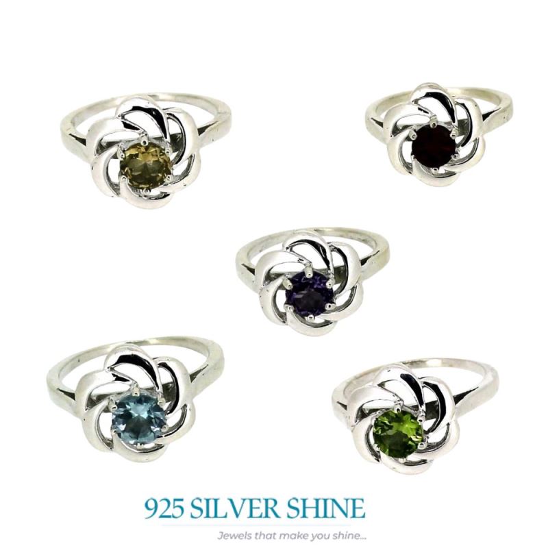 Natural Citrine Gemstone Silver Rings 925SR024-2_4