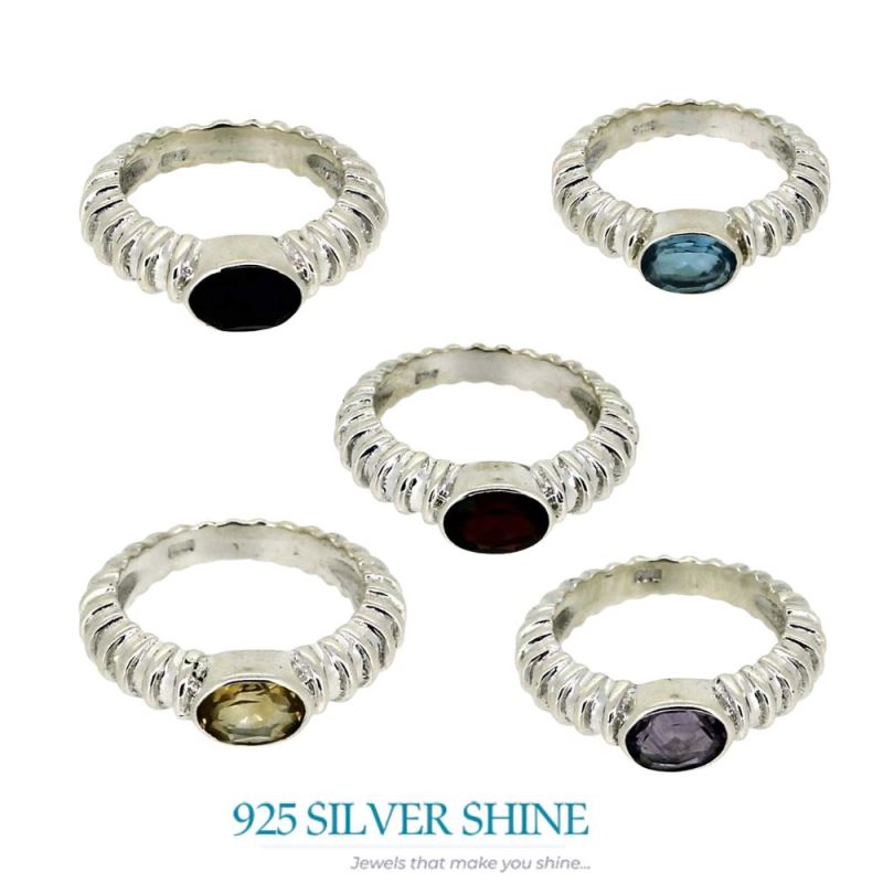 Sterling Silver Garnet Cut Stone Rings 925SR025-2_4