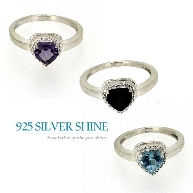 Natural Blue Topaz Semi Precious Gemstone Ring In Sterling Silver 925SR04-3_5