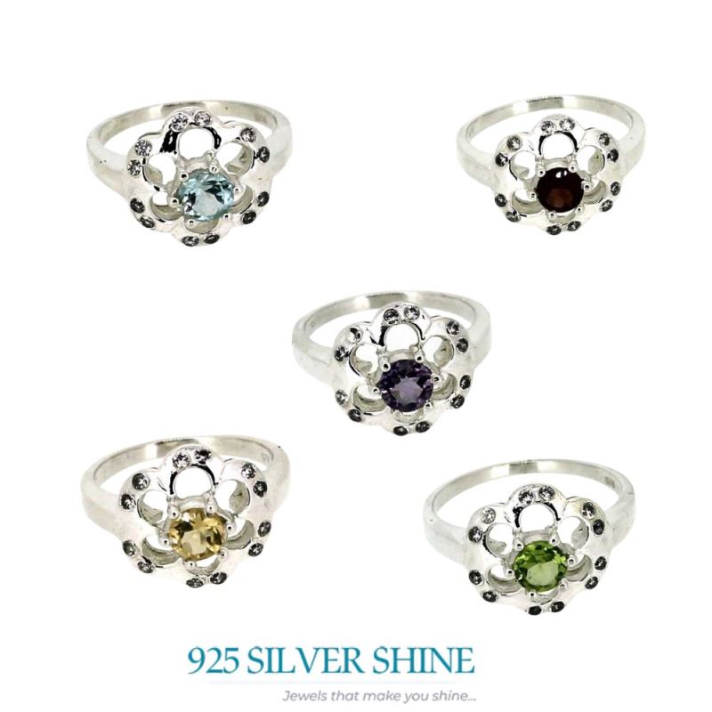 Faceted Peridot Gemstone Sterling Silver rings 925SR041-5_5
