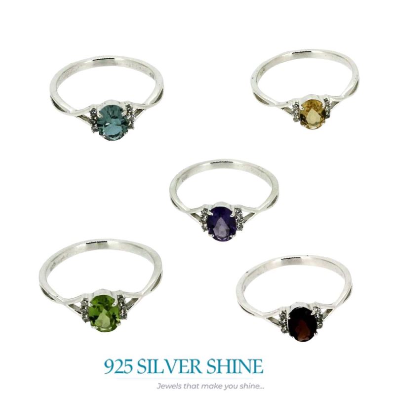 Citrine Oval Stone Sterling Silver Rings 925SR051-1_5