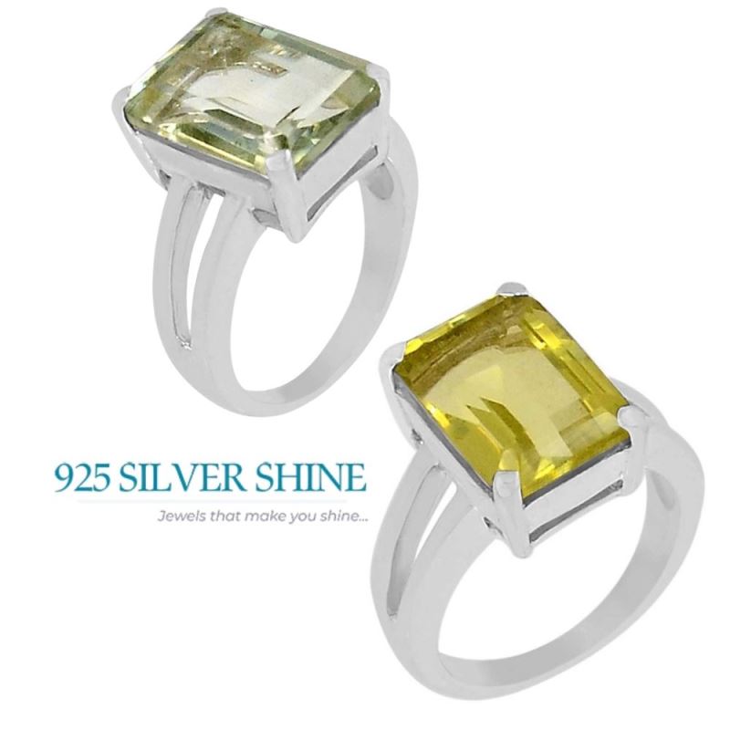 Genuine Lemon Quartz Gemstone Ring In Sterling Silver 925SR067-1_1